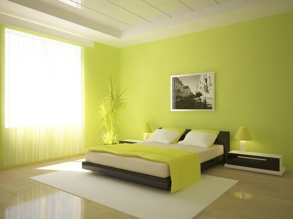 Sơn nội thất phòng ngủ màu xanh lá