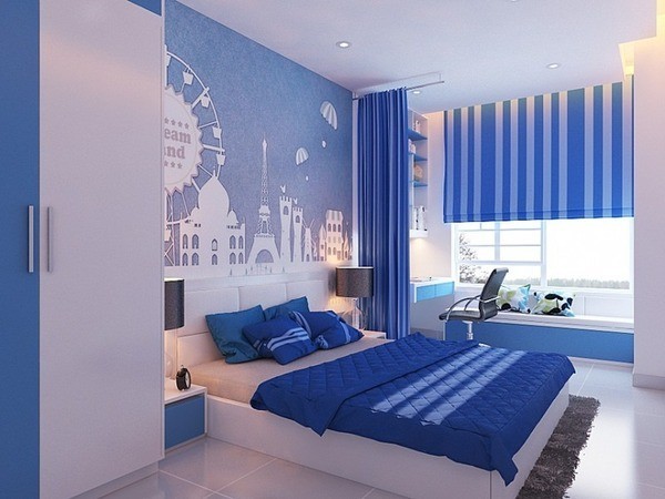 Mẫu sơn phòng ngủ màu xanh lam