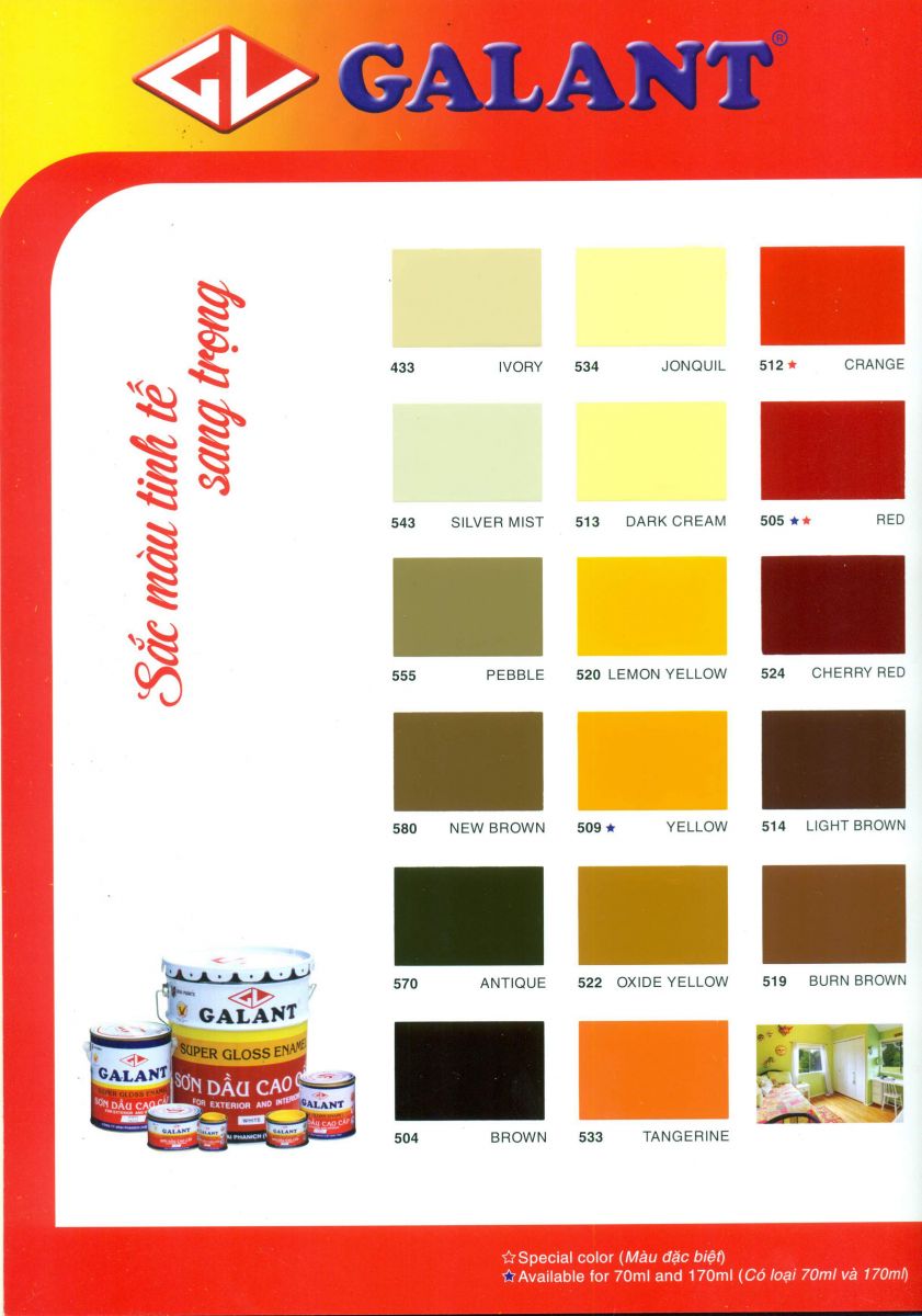 Bảng Màu Sơn Galant 8