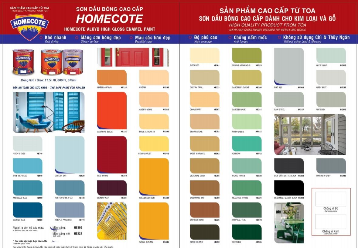 Bảng Màu Sơn Dầu Homecote 5 Bảng Màu Sơn Dầu Homecote