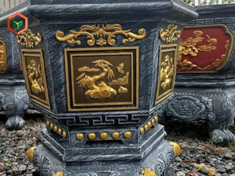Chậu cảnh sơn nhũ đồng