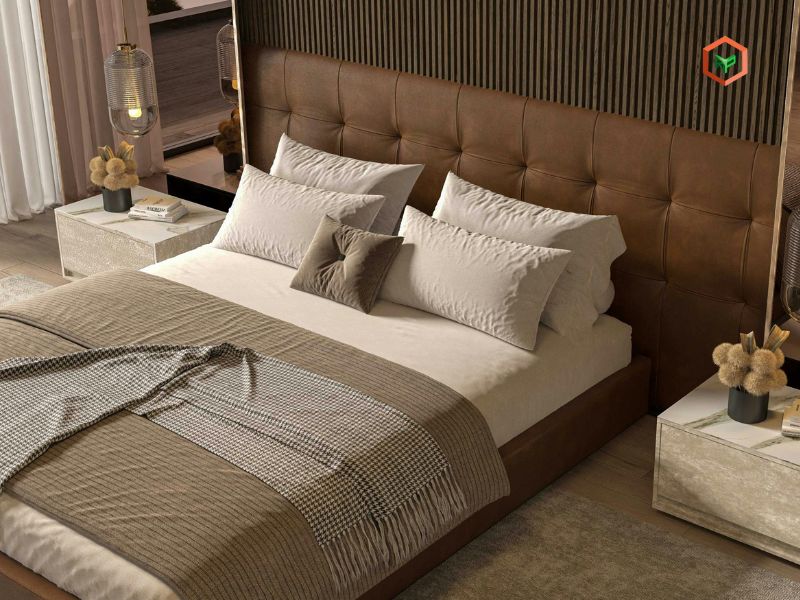 Top 7 Màu Sơn Chuẩn Đẹp Cho Phòng Ngủ Nhỏ Hẹp 34 Phòng ngủ nhỏ màu nâu gỗ ấm cúng, sang trọng