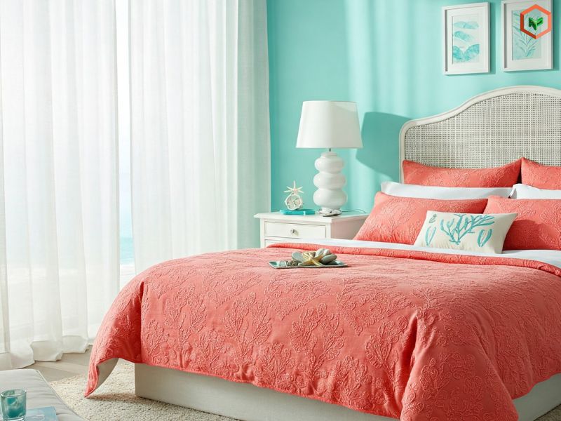 Top 7 Màu Sơn Chuẩn Đẹp Cho Phòng Ngủ Nhỏ Hẹp 28 Phòng ngủ nhỏ màu xanh ngọc kết hợp điểm nhấn với gam màu đỏ trắng