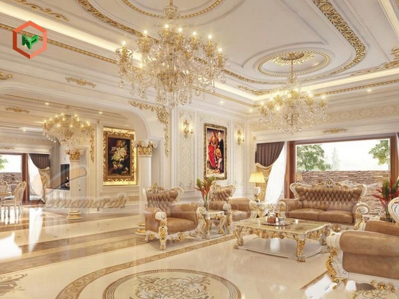 Nhà phong cách tân cổ điển sơn giả cổ nhũ đồng