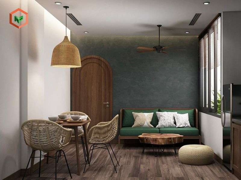 Sơn giả bê tông màu xanh xám hiện đại