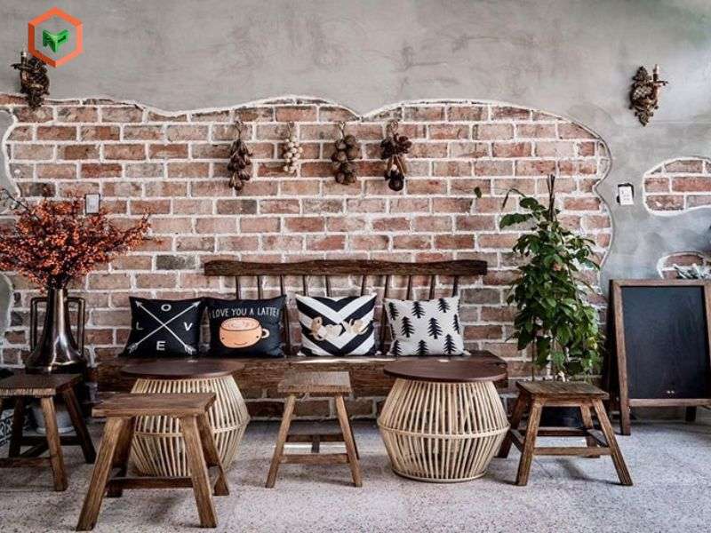 Phong cách Vintage với mảng tường sơn giả bê tông