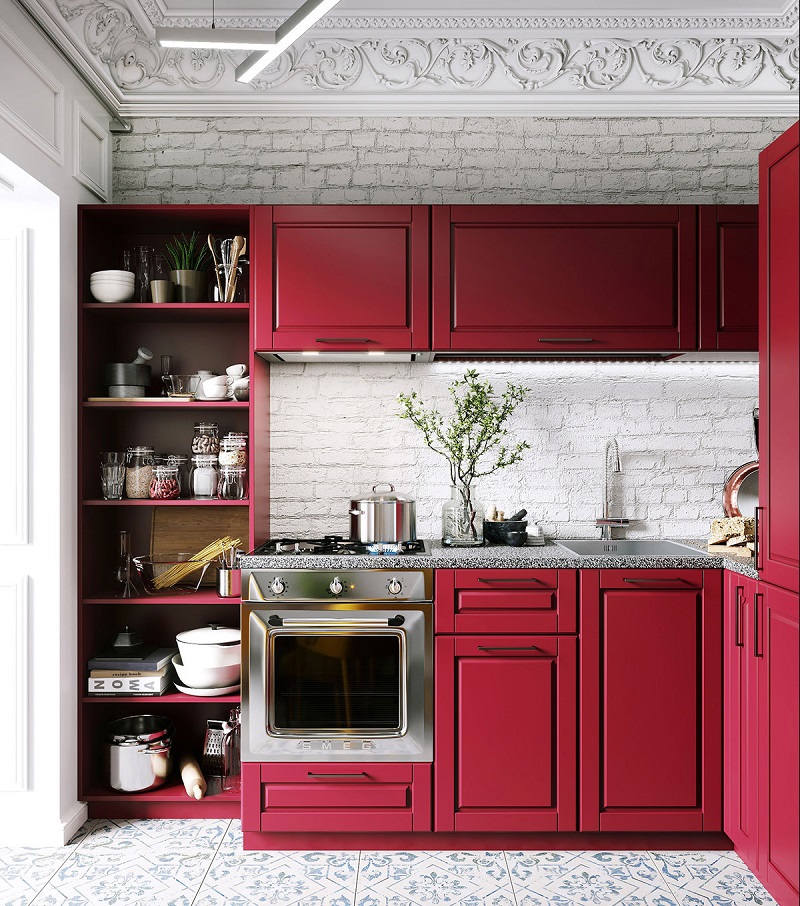 Nên chọn màu sơn phù hợp với toàn bộ không gian bếp hoặc hợp màu phong thủy