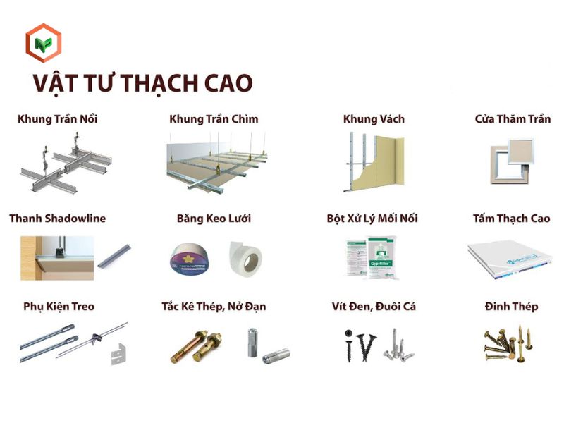 Một số vật tư trần thạch cao phổ biến