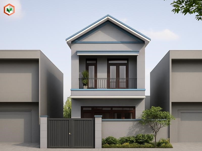 Mặt tiền ghi phối xanh dương nhạt – Trẻ trung, tinh khiết