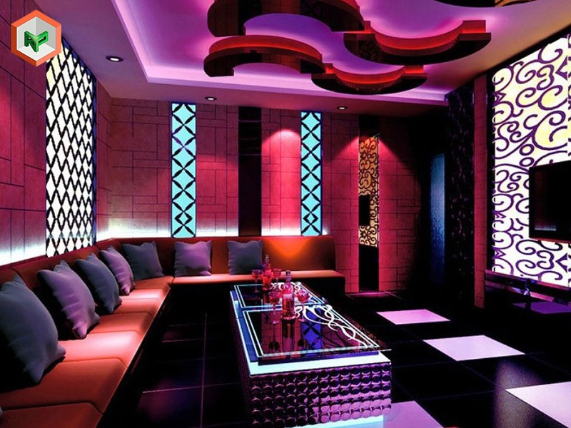 Phòng karaoke sơn hiệu ứng tím lãng mạn, huyền ảo