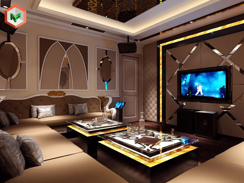 Phòng karaoke sơn hiệu ứng màu trung tính ấm áp, tinh tế