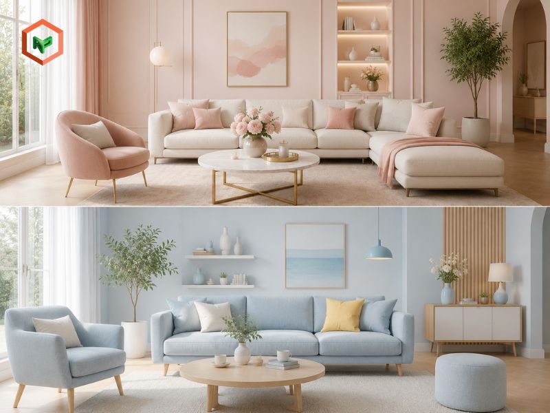 Xu hướng phối màu sơn nhà tông màu Pastel tươi mới (Airy Pastels): Ngọt ngào và tràn đầy năng lượng