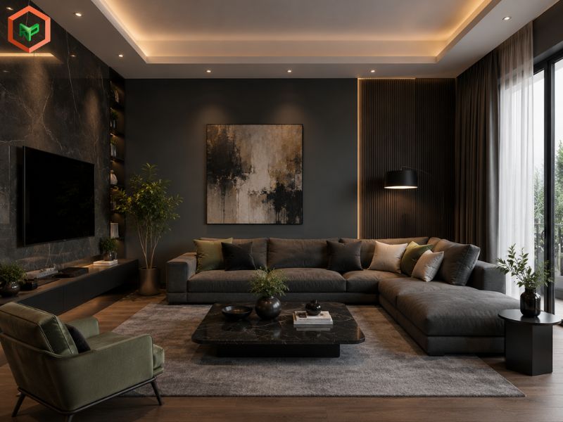 Xu hướng các gam màu tối táo bạo (Bold & Moody Hues): Thể hiện cá tính mạnh mẽ