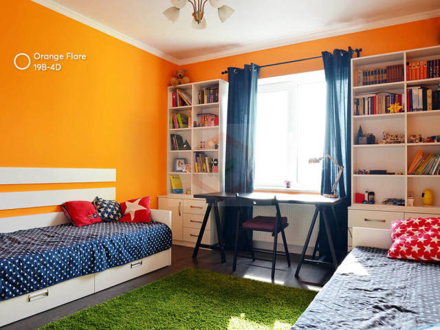 Mã màu Orange Flare 19B - 4D phối trong phòng ngủ của bé giúp kích thích trí não