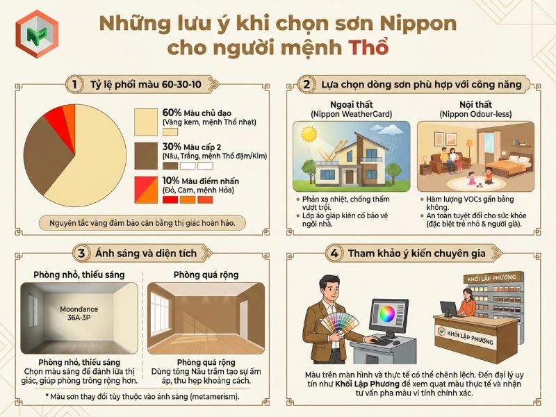 Lưu ý chọn màu sơn cho người mệnh Thổ