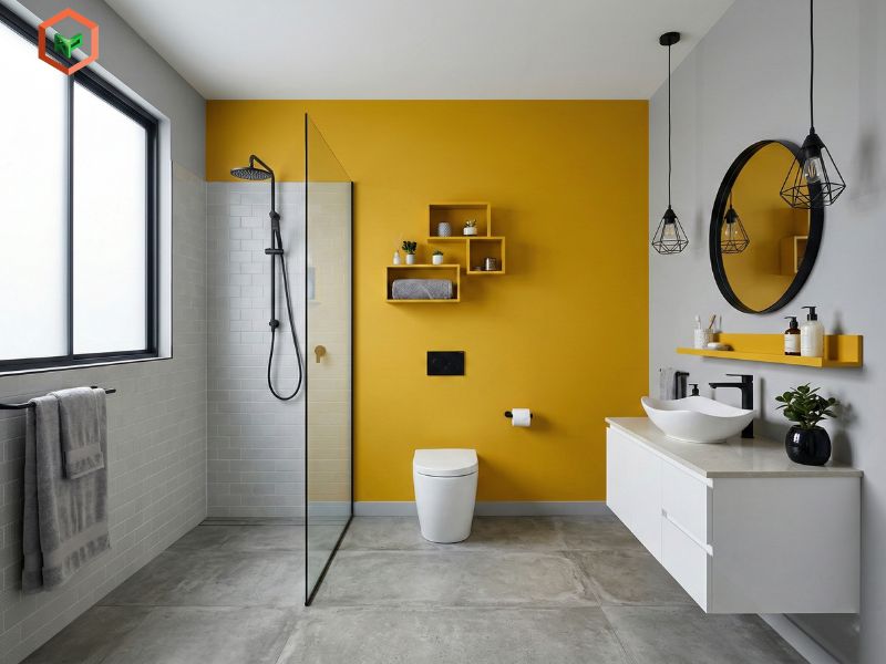 Mẫu phòng tắm, phòng vệ sinh phối màu vàng Rich Mustard 30A-1A
