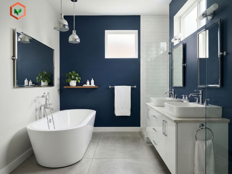 Phòng vệ sinh phối màu xanh biển Cosmic Navy 76A-1A