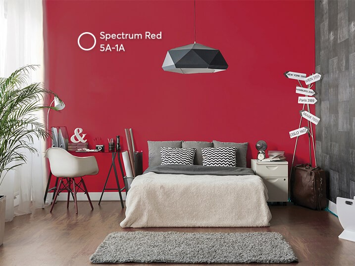 Phòng ngủ màu hồng Spectrum Red 5A - 1A dành cho các cặp đôi.