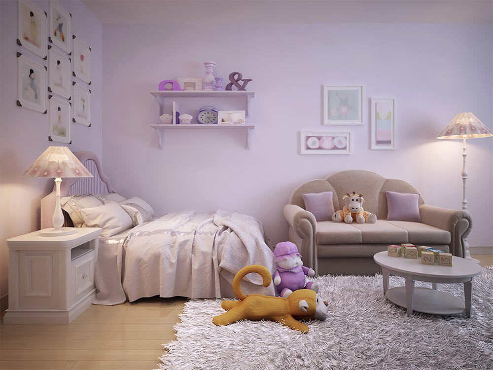 Phòng ngủ màu tím Grape Sherbet 72B - 1P cho bé.
