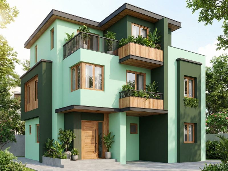 Phối màu ngoại thất cho chủ nhà mệnh Mộc