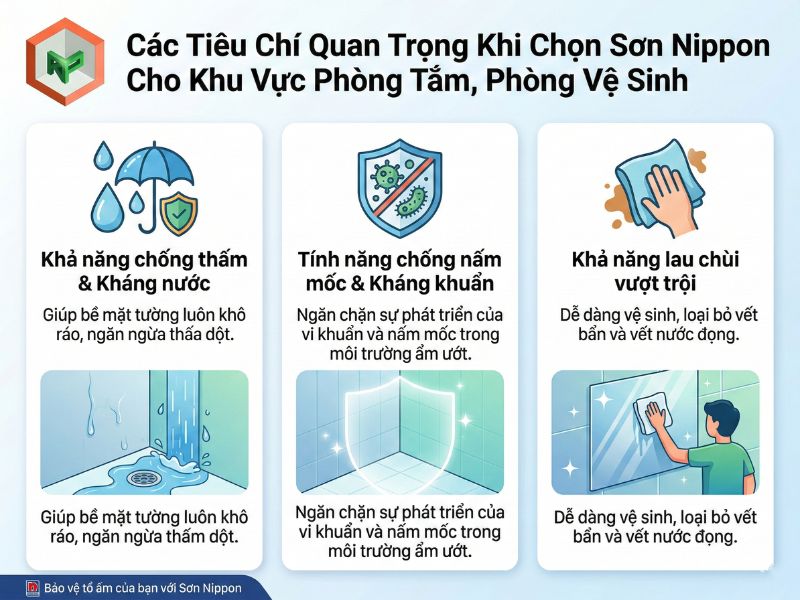 Tiêu chí chọn sơn cho phòng tắm, phòng vệ sinh