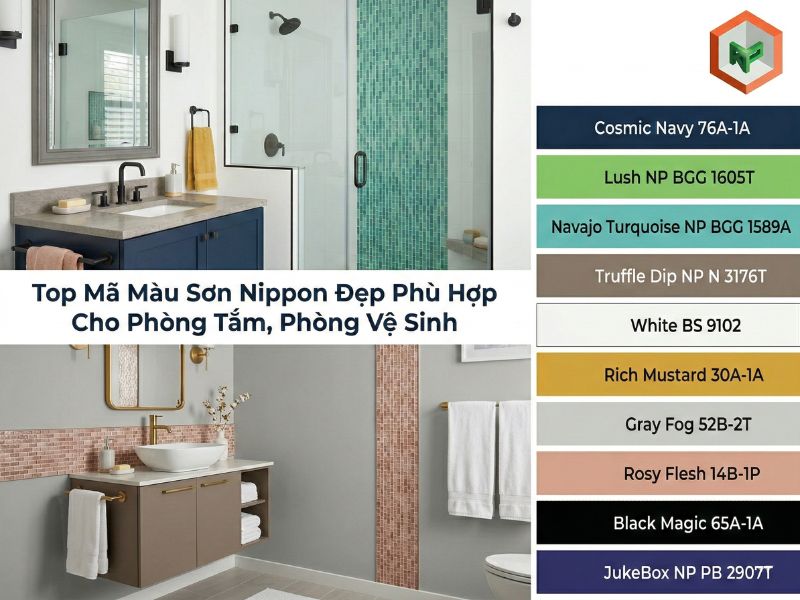 Top mã màu sơn Nippon đẹp phù hợp cho phòng tắm, phòng vệ sinh