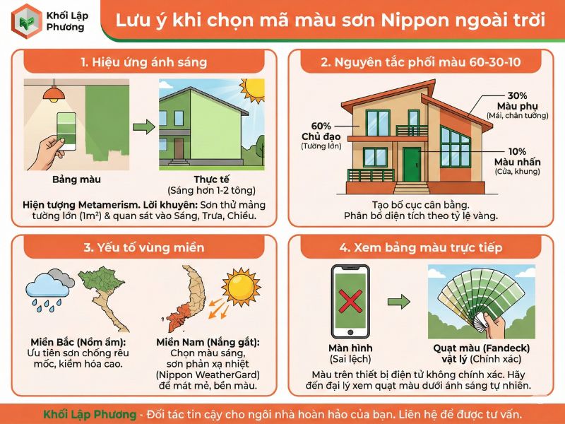 Lưu ý khi chọn mã màu ngoại thất sơn Nippon