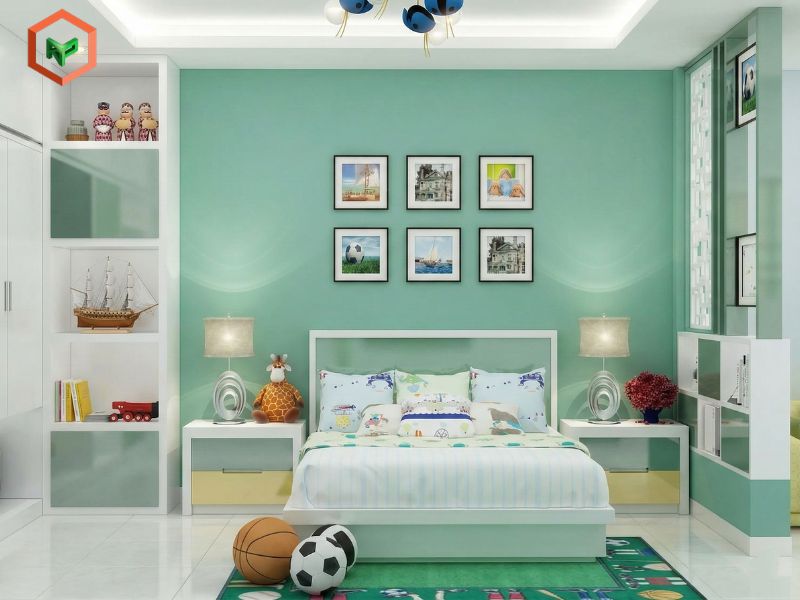 Phòng ngủ bé trai phối màu xanh ngọc Lush NP BGG 1605T