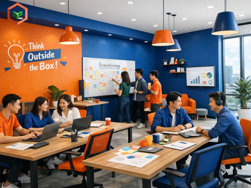 Văn phòng phối màu tương phản tạo không gian năng động
