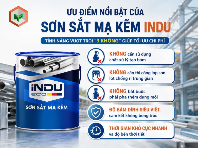 Sơn INDU mạ kẽm: sản phẩm, chất lượng và bảng giá 11 Ưu điểm của sơn sắt mạ kẽm INDU