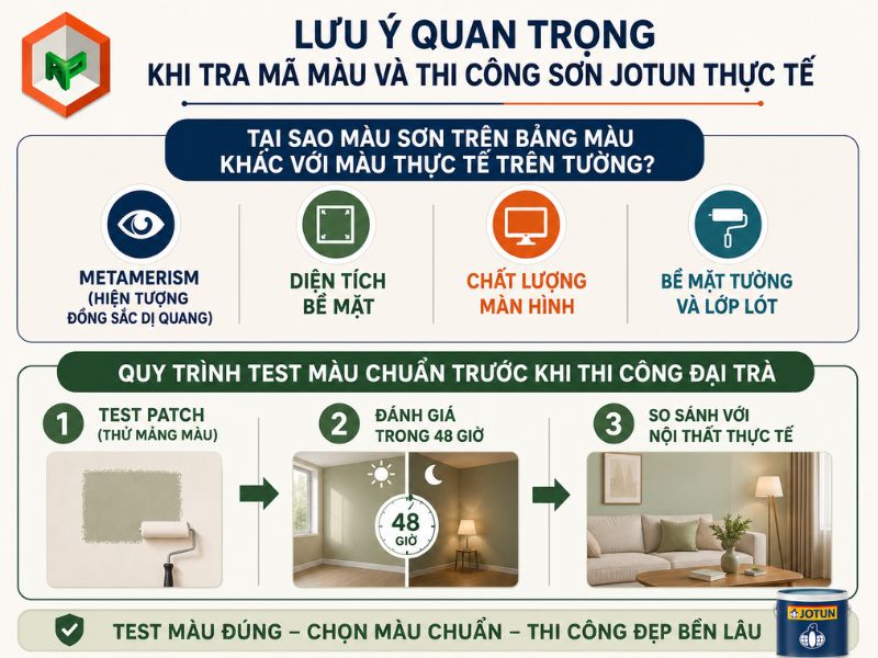 Lưu ý quan trọng khi kiểm tra mã màu và thi công sơn Jotun