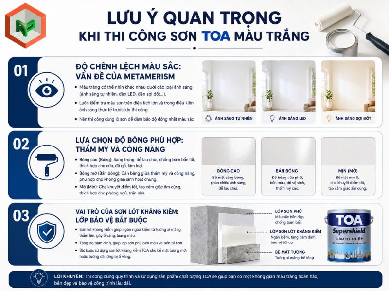 Top 15 Mã Màu Trắng Sơn TOA Đẹp, Sang Trọng, Được Yêu Thích 35 Lưu ý quan trọng khi thi công sơn TOA màu trắng