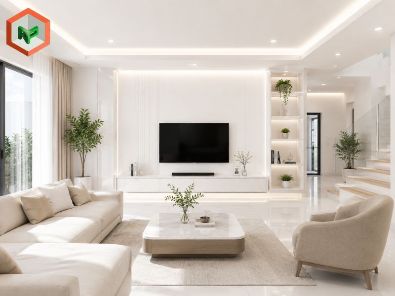 Top 15 Mã Màu Trắng Sơn TOA Đẹp, Sang Trọng, Được Yêu Thích 25 Phòng khách phối mã màu trắng sáng nguyên bản