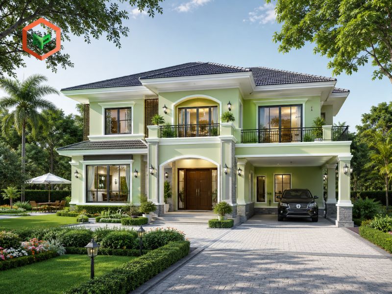 Top 9 Mã Màu Sơn Ngoại Thất TOA Đẹp, Được Yêu Thích 18 Mẫu ngoại thất nhà màu sơn xanh lá mạ TOA 7653
