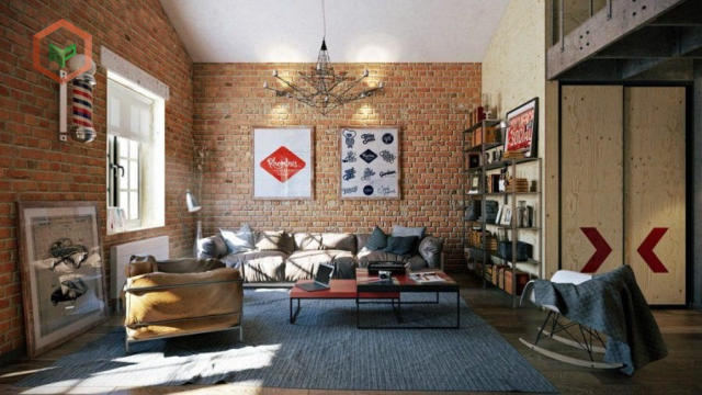 Cải tạo phòng khách bằng cách thay đổi vật liệu cho bức tường, tăng hiệu ứng nhấn nhá không gian hiệu quả