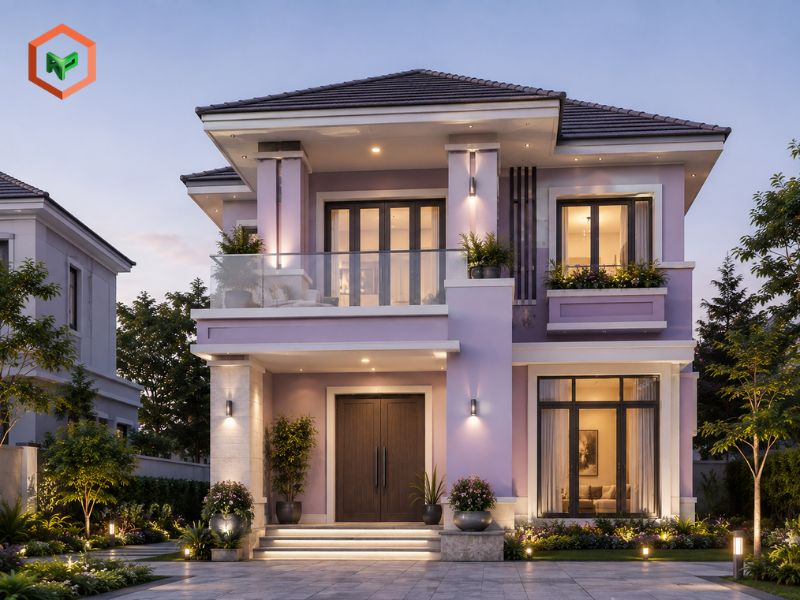 Ngoại thất nhà màu tím nhạt (Tím pastel) – Mới lạ, lãng mạn và bình yên