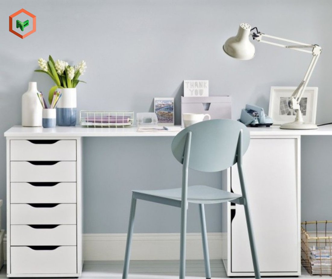 Phối Màu Sơn Phòng Làm Việc Như Thế Nào Đẹp Sáng Tạo? 27 Phòng làm việc màu pastel
