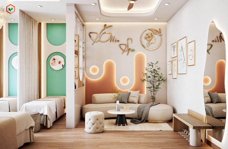Đường nét họa tiết tinh tế giúp không gian Spa trở nên chuyên nghiệp