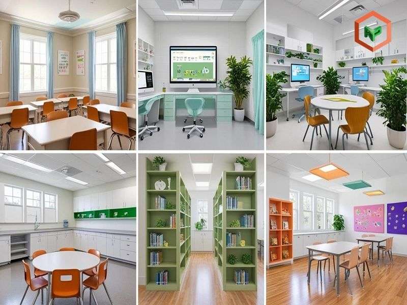 Mẫu phối màu sơn cho từng khu vực chức năng. 