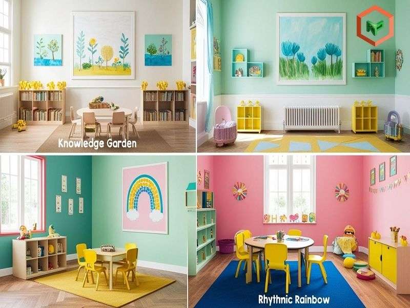 Mẫu phối màu sơn cho trường mầm non. 