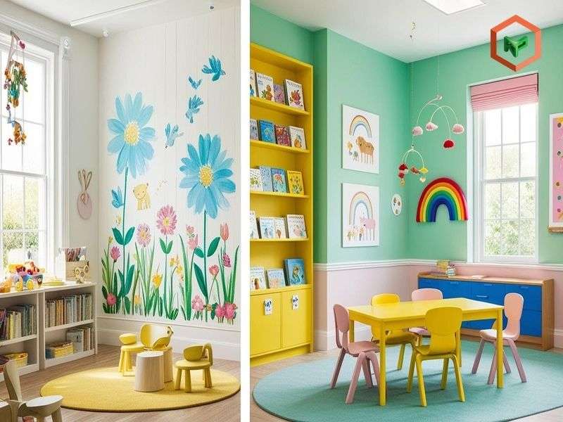 Mẫu phối màu sơn cho trường mầm non. 