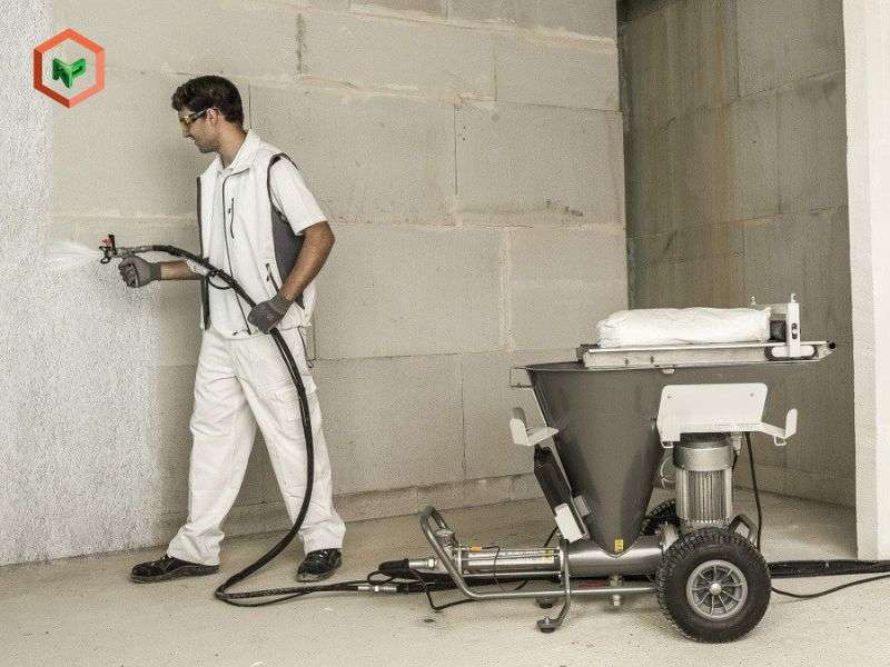 Máy phun bột bả là thiết bị chuyên dụng để tạo lớp nền bằng bột trét tường 