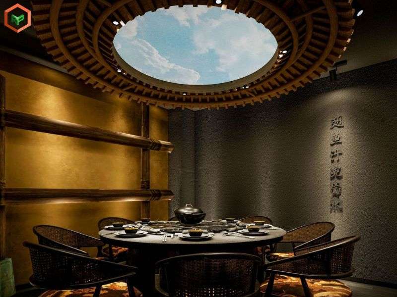 Phối Màu Sơn Cho Nhà Hàng, Quán Ăn 18 Phối hợp hài hòa giữa màu sơn, nội thất và ánh sáng
