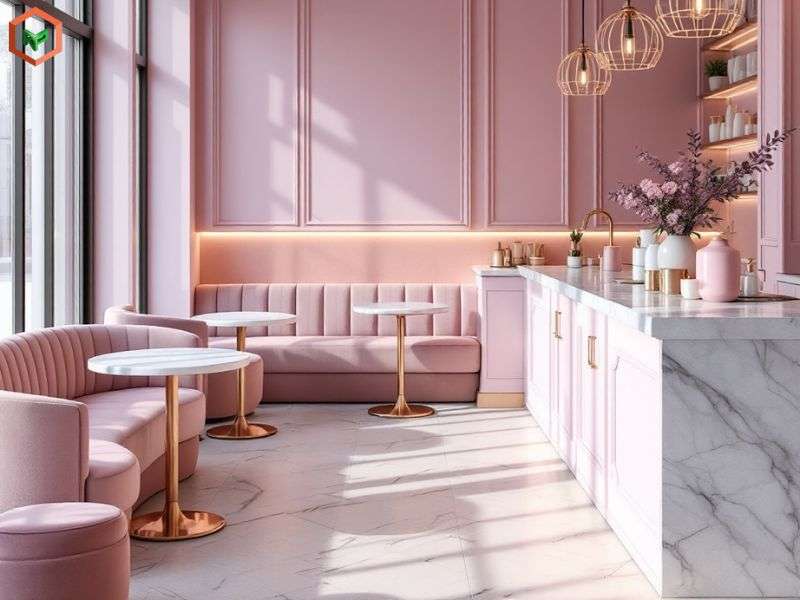 Phối Màu Sơn Cho Quán Cà Phê, Trà Sữa 30 Hồng pastel, tím lavender