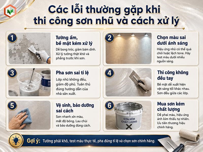 Các lỗi thường gặp khi thi công sơn nhũ