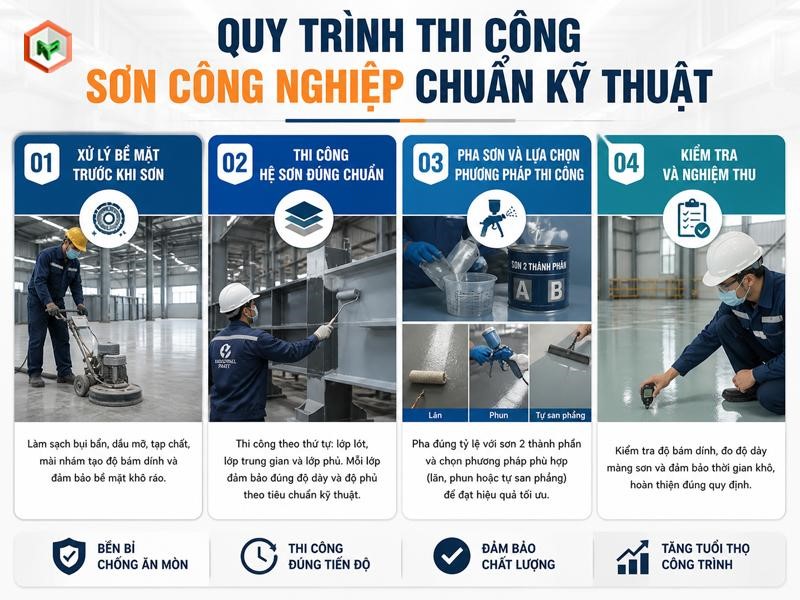 Quy trình thi công sơn công nghiệp