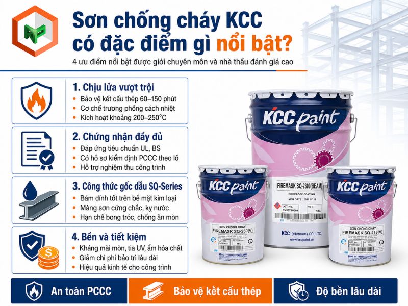Review Sơn Chống Cháy KCC: Đặc Điểm, Ứng Dụng Và Hướng Dẫn Thi Công Chuẩn 13 Đặc điểm nổi bật của sơn chống cháy KCC