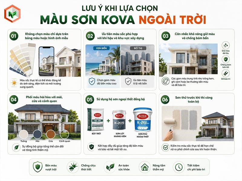 Top 10 Màu Sơn Kova Ngoài Trời Bền Đẹp & Lưu Ý Lựa Chọn 31 Lưu ý khi chọn sơn màu sơn KOVA ngoại thất