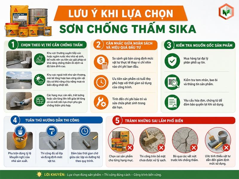 Review Sơn Sika Chống Thấm: Sản Phẩm, Ứng Dụng, Báo Giá, Lưu Ý Lựa Chọn 21 Lưu ý khi lựa chọn sơn chống thấm Sika