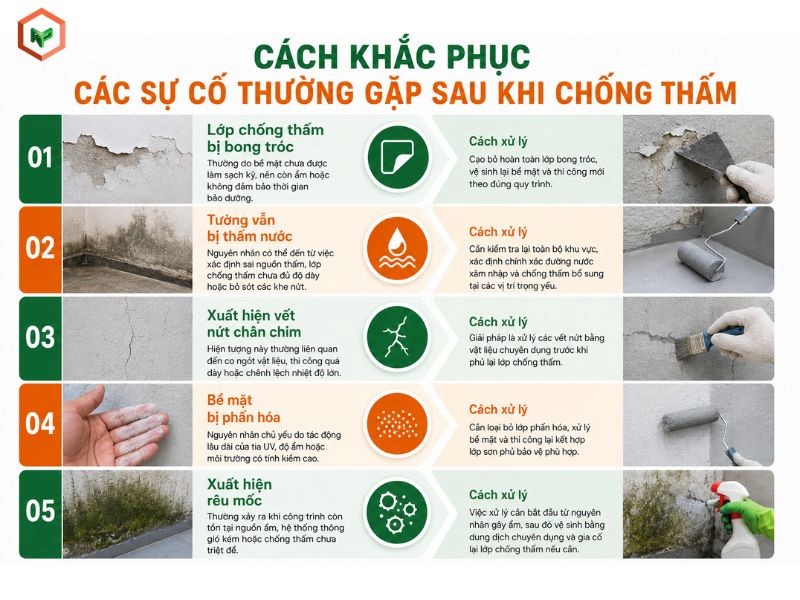 Khắc phục các sự cố thường gặp khi thi công chống thấm